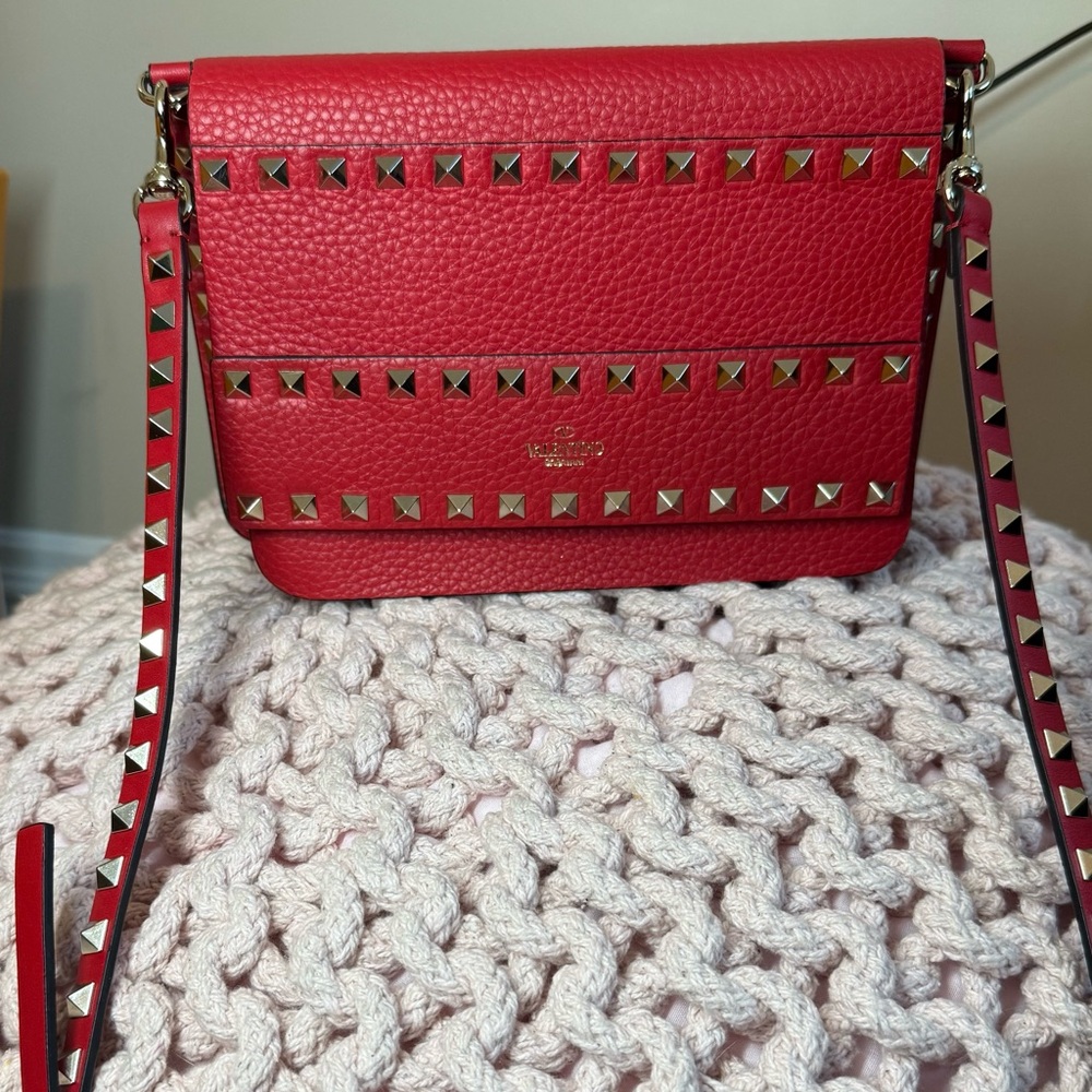 Valentino Red Studded Crossbody Bag